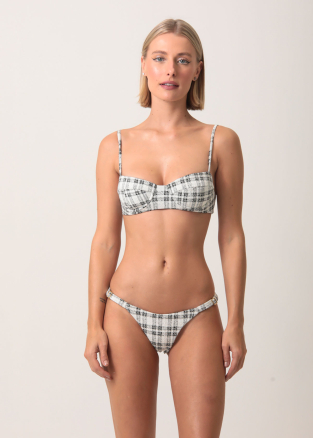 Tweed B&W Underwire Bralette bikini top and Adjustable bikini bottom Brazilian