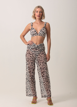 Animal Print Pants with twisted detail