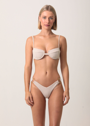 Sand bliss Underwire Bralette bikini top and V shape bikini bottom rings detail